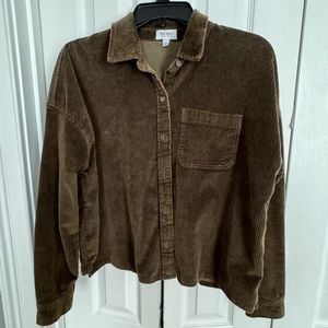 True Craft large cropped boxy green Corduroy jacket button up